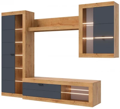 Прага Модульная Гостиная, вариант №5, Дуб Вотан/Графит