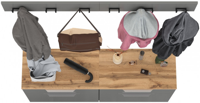 Октава Прихожая 05, серый графит/дуб крафт золотой/фасады МДФ серый графит