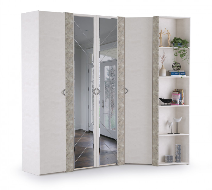 Амели Набор шкафов 1 08.49 + 13.133 + 13.131 + 13.140, цвет шёлковый камень/бетон чикаго беж, ШхГхВ 232,7х121,1х230 см., универсальная сборка
