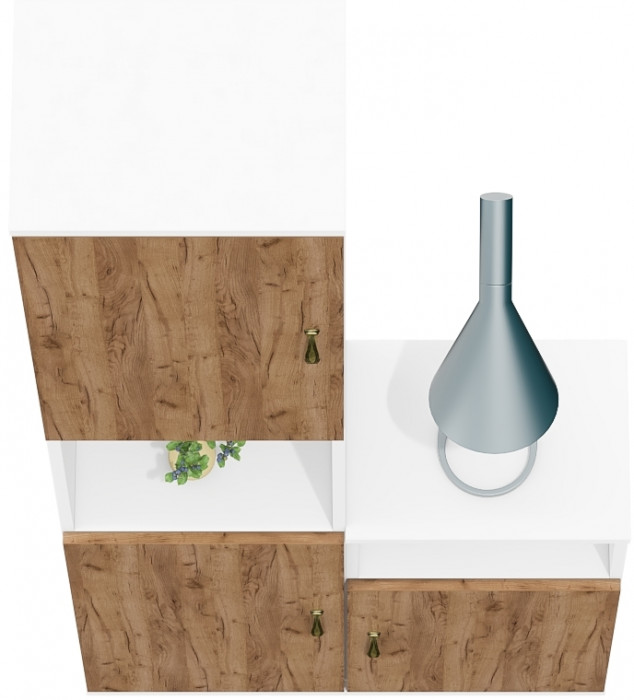 Лидер-8 Пенал + Тумба МД 3.19, цвет белый шагрень/крафт золото, ШхГхВ 80х30х190 см., универсальная сборка