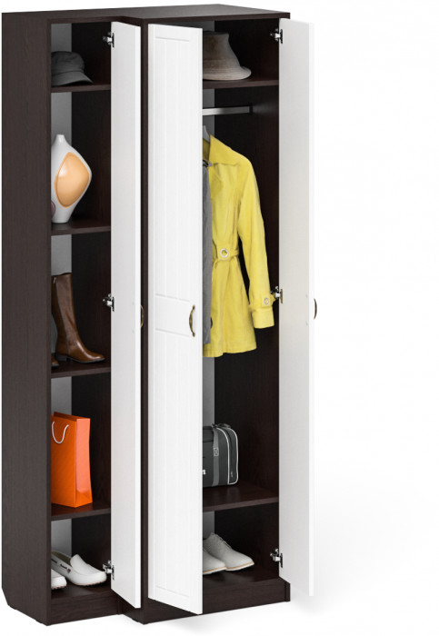 Прихожая П-6 Шкаф + Пенал, венге/фасады МДФ белое дерево фрезеровка прованс