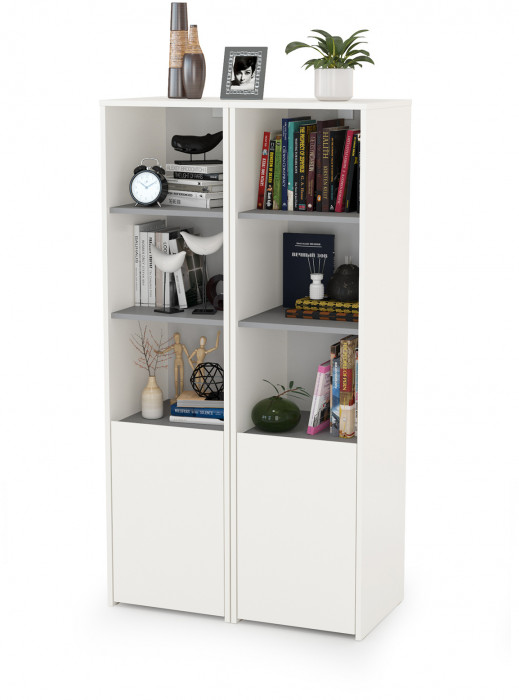 Торонто 13.13 Шкаф комбинированный + 13.13 Шкаф комбинированный, белый шагрень/стальной серый