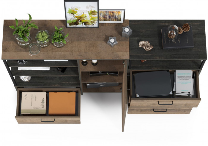 Трувор 13.307.01 Комод + 13.307.02 Комод с ящиками, дуб гранж песочный/интра