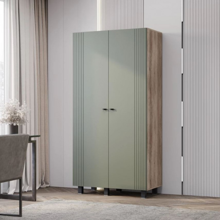 "Олива" ШК-03 Шкаф 2-х створчатый Дуб каньон/МФ12 Эвкалипт софт