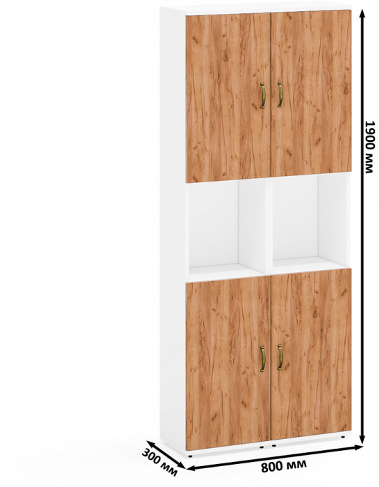 Лидер-8 Пенал 2 шт., цвет белый шагрень/крафт золото, ШхГхВ 80х30х190 см., универсальная сборка