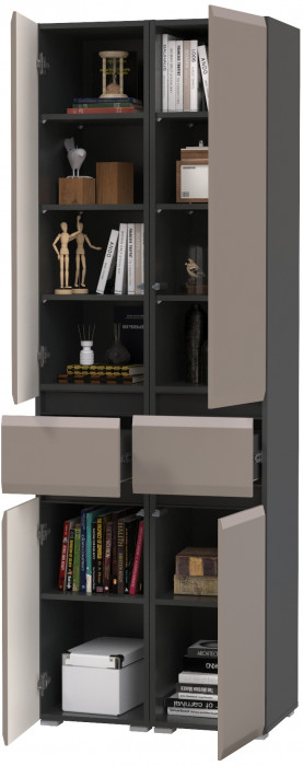 Сидней 13.202 Шкаф с ящиком 2 штуки, корпус: антрацит/фасады: МДФ веллюто капучино