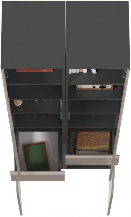 Сидней 13.202 Шкаф с ящиком 2 штуки, корпус: антрацит/фасады: МДФ веллюто капучино