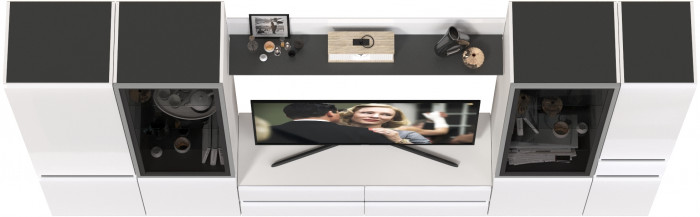 Сидней Комплектация № 058, корпус: белый/чёрный/фасады: МДФ белый глянец