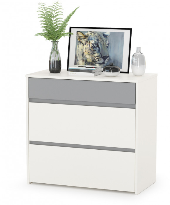 Торонто 13.13 Шкаф комбинированный + 13.321 Комод, белый шагрень/стальной серый