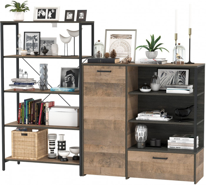 Трувор 13.151.01 Стеллаж + 13.307.01 Комод, дуб гранж песочный/интра