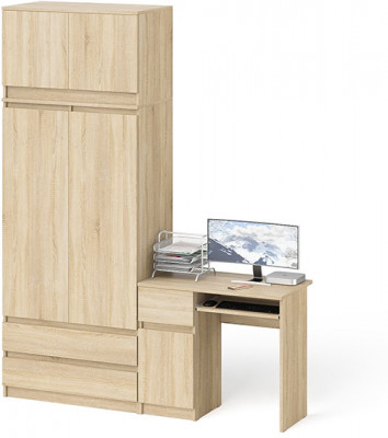 Мори компьютерный стол МС-1 левый + Шкаф МШ900.1 + Антресоль МА900.1, дуб сонома