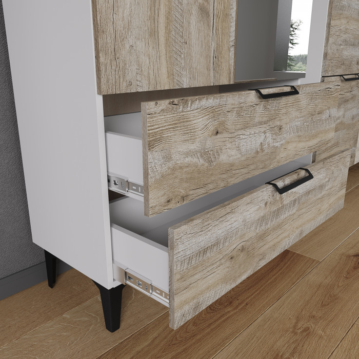 Модульная прихожая Чикаго, набор 2, Дуб юкон/Белый