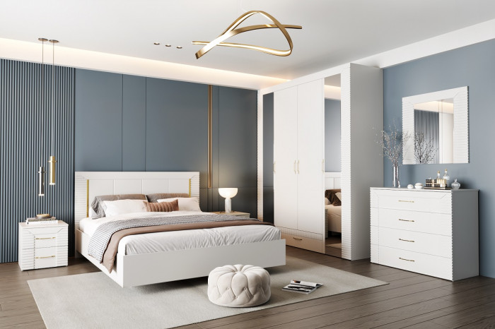 Кровать 180х200 "Карлин" с подъемным основанием - Белый текстурный/Корунд джелато