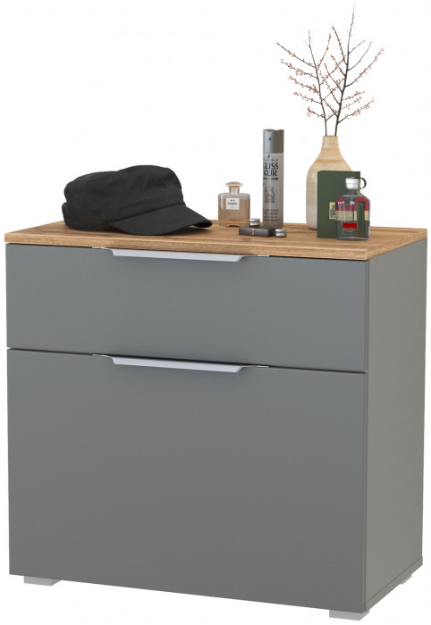 Октава 16.127 Тумба для обуви, цвет серый графит/дуб крафт золотой/фасады МДФ серый графит, ШхГхВ 64,9х35,4х62,2 см.
