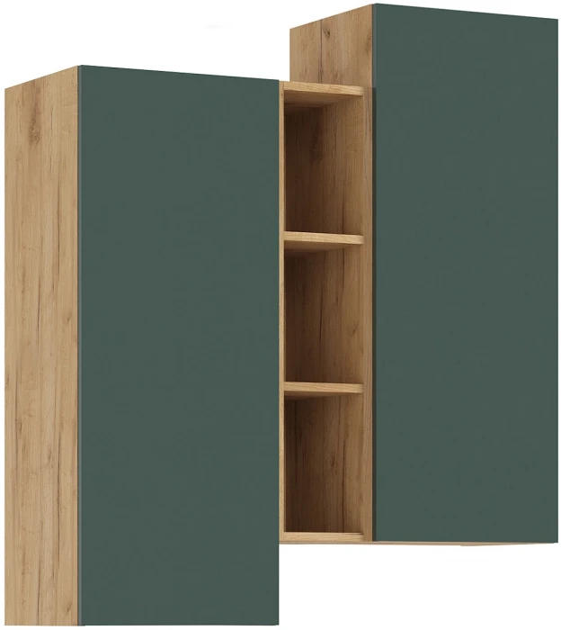 Норд Шкаф подвесной комбинированный, Дуб крафт/Изумрудный