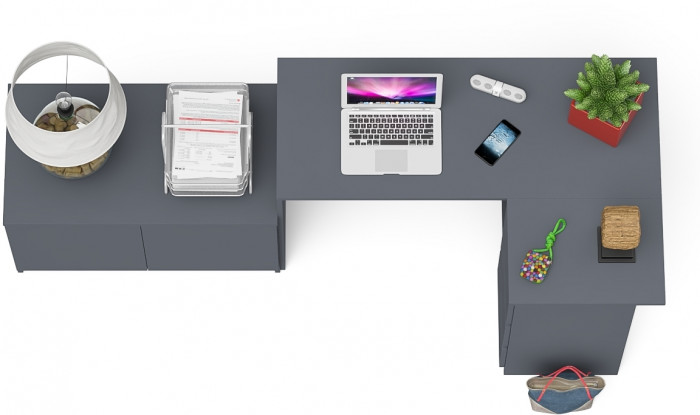 Мори компьютерный стол МС-16 правый + Тумба МА900.1, графит