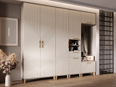 Модульная прихожая Ирис, Крафт серый/Кашемир