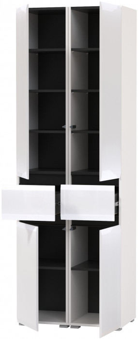 Сидней 13.202 Шкаф с ящиком 2 штуки, корпус: белый/чёрный/фасады: МДФ белый глянец