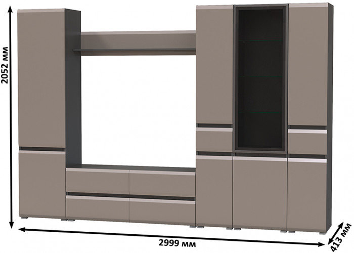 Сидней Комплектация № 059, корпус: антрацит/фасады: МДФ веллюто капучино