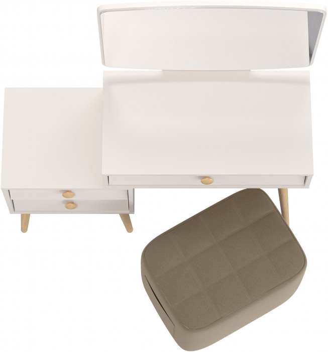 Афина Спальня 4-25901М1к.с. Трюмо + Банкетка 6-5127ТКВорех Вики, кашемир серый/ткань орех