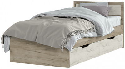 ГАРМОНИЯ КР 608 кровать с ящиками (0,952х0,78х2,032) дуб крафт белый/дуб крафт серый