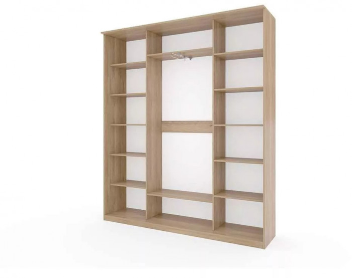 Шкаф купе Модерн 2362х450 4-х дверный 3-х секционный зеркальный с пескоструем №1 ясень