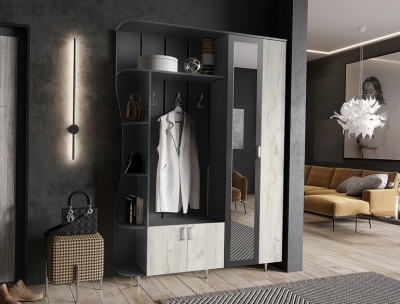 Прихожая Лика № 1 1,5 м графит/дуб крафт белый