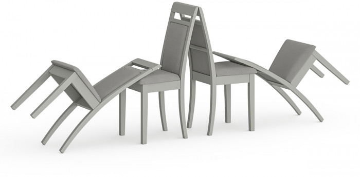 Четыре стула Мебель--24 Гольф-12 разборных, цвет серый, обивка ткань велюр серый 63, ШхГхВ 40х40х100 см., от пола до верха сид. 47 см.(мягк. спинка)