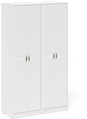 Прихожая П-6 Шкаф + Шкаф, белая шагрень/фасады МДФ белое дерево фрезеровка ромб