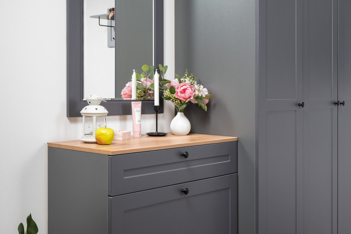 Остин Прихожая 40, цвет серый графит/дуб крафт золотой, ШхГхВ 200х54,3х229,6 см., универсальная сборка