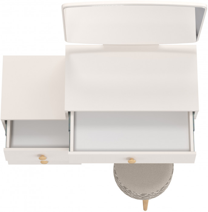 Афина Спальня 4-25901М1к.с. Трюмо + Банкетка 6-5132ТКсерая Юна, кашемир серый/ткань серая