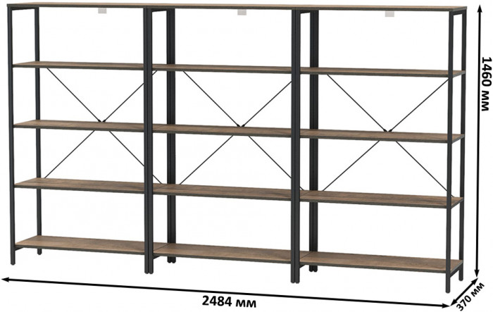 Трувор 13.151.01 Стеллаж 3 шт., дуб гранж песочный/интра