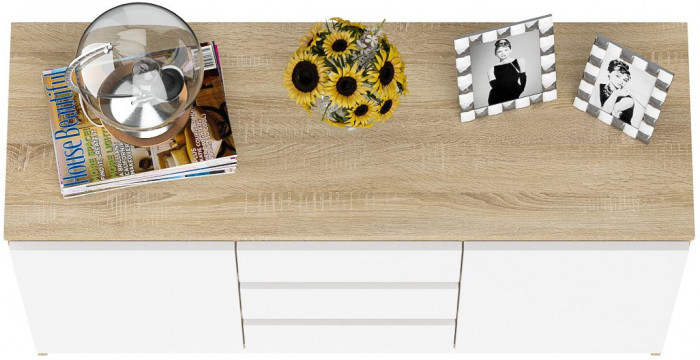 Мори Комод МК1200.3, дуб сонома/белый