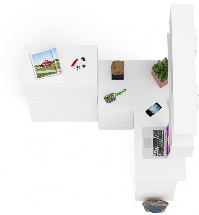 Мори компьютерный стол МС-16 левый + Комод МК700.5 + Полка 1200, белый