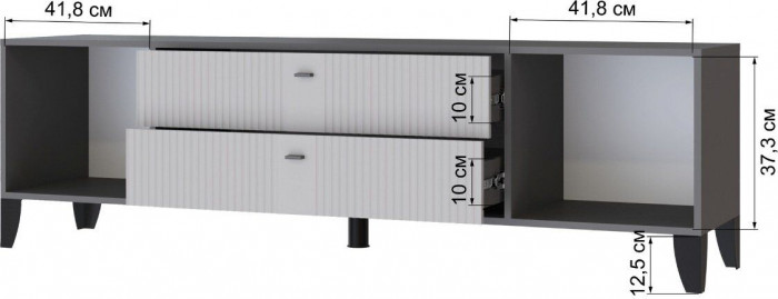 Тумба ТВ Парус-10 графит/светло-серый