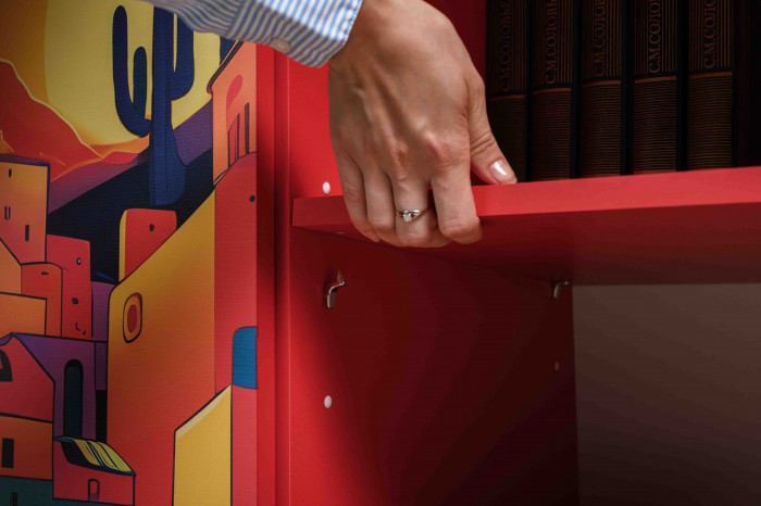 Кармин Комод-тумба 16.230.03 + Кармин Комод-тумба 16.230.03, цвет красный/белый, ШхГхВ 230,6х42,6х93,2 см., фасады с рисунком Бразильские домики