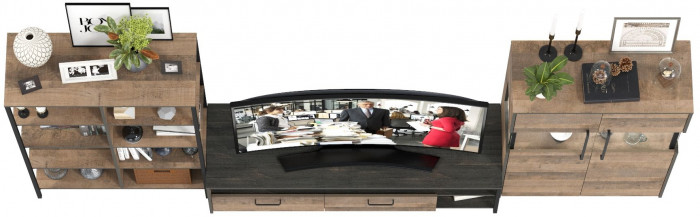 Трувор Гостиная 058, цвет дуб гранж песочный/интра, ШхГхВ 325,6х45,4х146 см., универсальная сборка