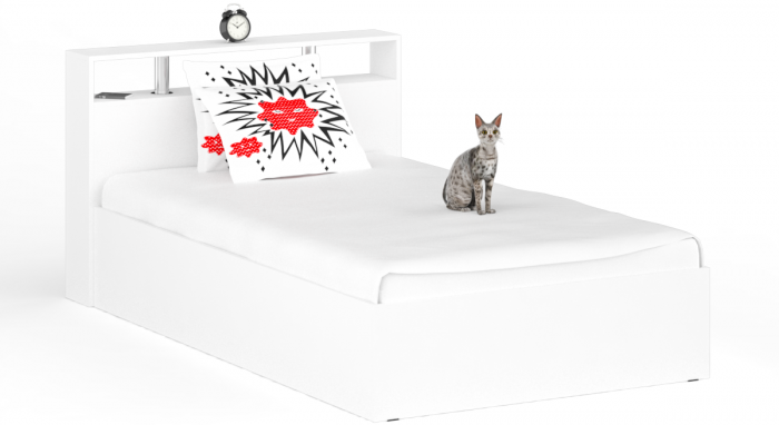 Камелия Кровать 1200 + две тумбы, цвет белый, ШхГхВ 236х217х78,2 см., сп.м. 1200х2000 мм., без матраса, основание есть