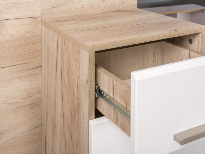 Лайн Прихожая № 10, цвет дуб крафт серый/фасады МДФ белый глянец, ШхГхВ 234,8х35,1х210 см., НЕ универсальная сборка