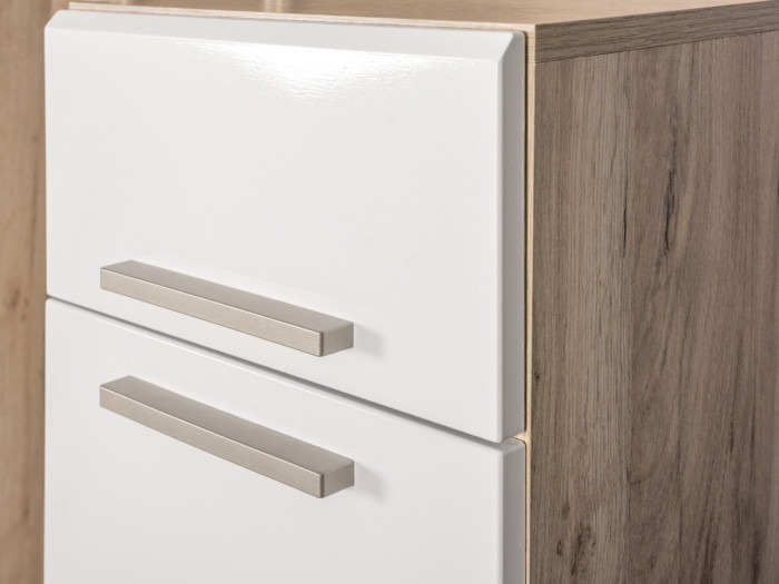 Лайн Прихожая № 10, цвет дуб крафт серый/фасады МДФ белый глянец, ШхГхВ 234,8х35,1х210 см., НЕ универсальная сборка