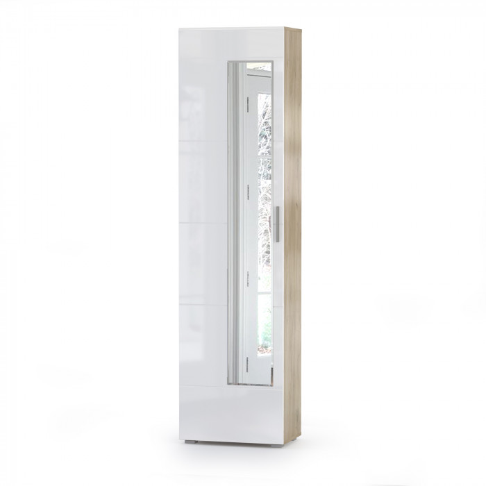 Лайн Прихожая № 10, цвет дуб крафт серый/фасады МДФ белый глянец, ШхГхВ 234,8х35,1х210 см., НЕ универсальная сборка