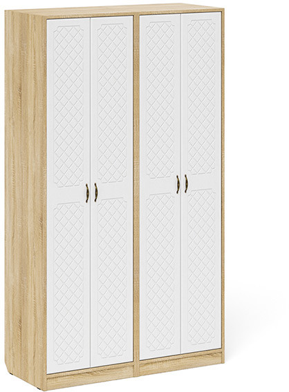 Прихожая П-6 Шкаф + Шкаф, дуб сонома/фасады МДФ белое дерево фрезеровка ромб