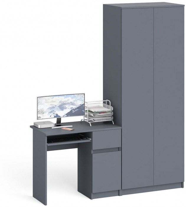 Мори компьютерный стол МС-1 правый + Шкаф МШ800.1, графит