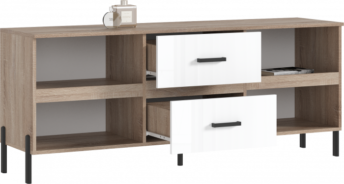 Ким Тумба ТВ (металл) Белый глянец холодный, сонома