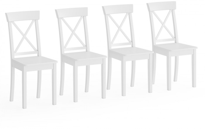 Четыре стула Мебель--24 Гольф-14 разборных, цвет белый, деревянное сиденье белое, ШхГхВ 41х42х95 см., от пола до верха сиденья 47 см.