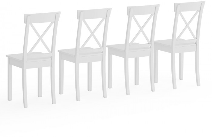 Четыре стула Мебель--24 Гольф-14 разборных, цвет белый, деревянное сиденье белое, ШхГхВ 41х42х95 см., от пола до верха сиденья 47 см.