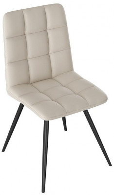 Бруно Стул (конус Т3) (Черный муар матовый/Кожзам Бежевый)