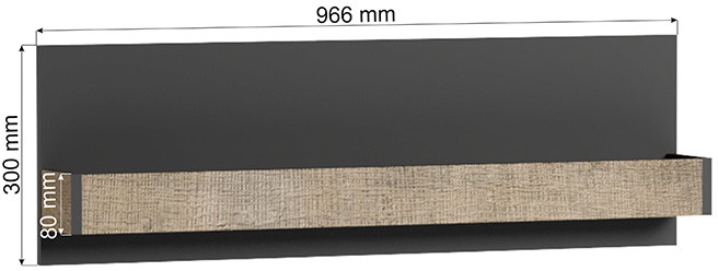 Полка навесная Денвер, Графит, Дуб гранж песочный