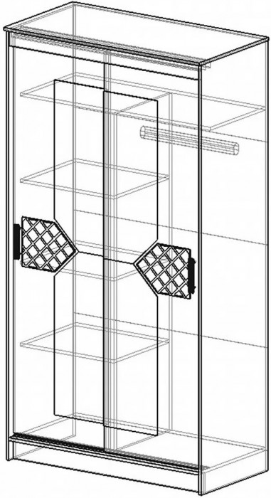 Николь Шкаф-купе 2 (Ясень Шимо / Лиственница темная)