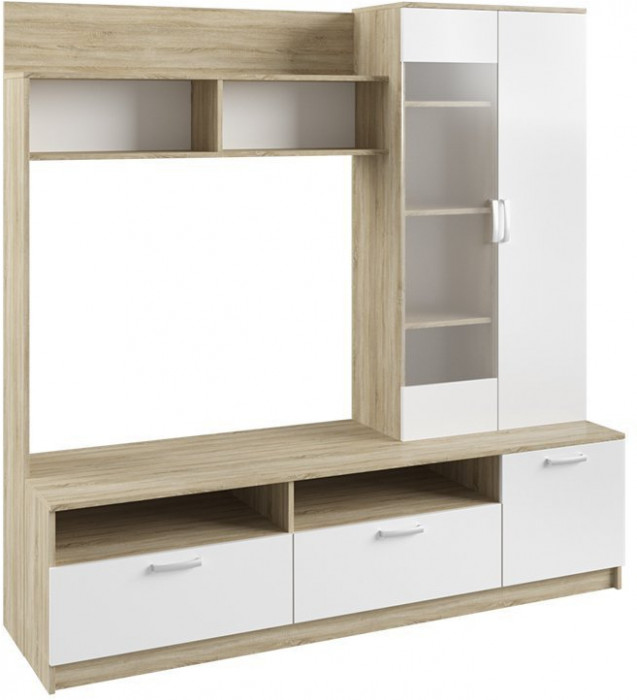 Модульная гостиная Софи, композиция 1, Белый глянец/Дуб Сонома